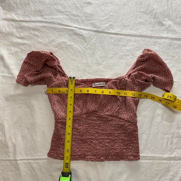 Cottagecore Abercrombie & Fitch Pink Smocked Poplin Puff Sleeve Top Sz S - Picture 4 of 5
